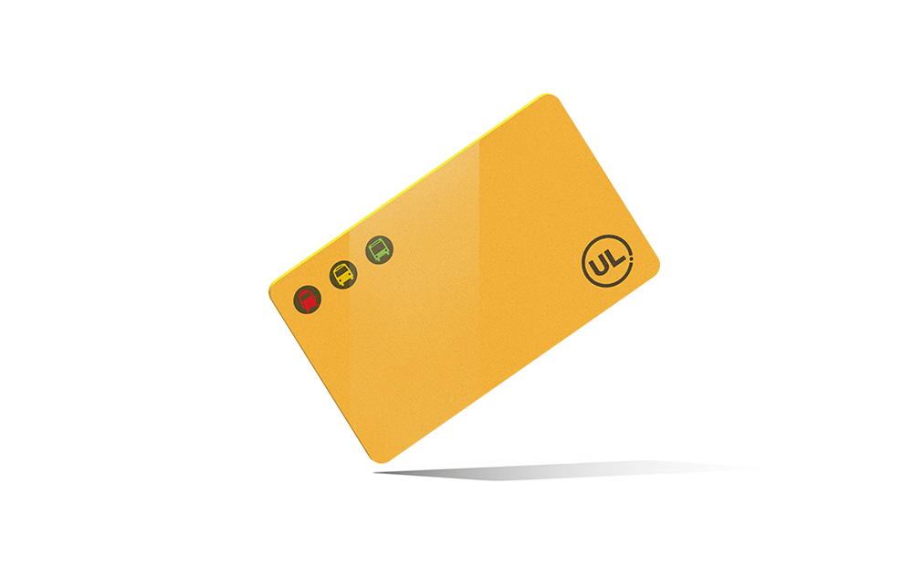 Illustration av ett gult UL-kort