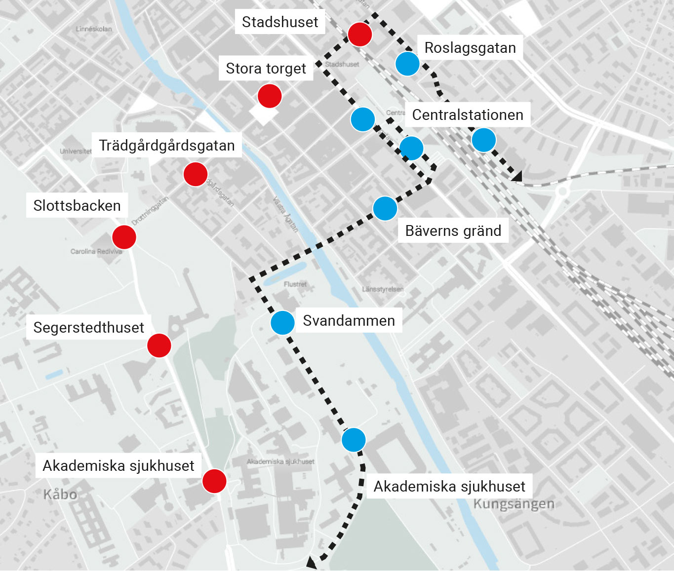 Översiktskarta hållplatser