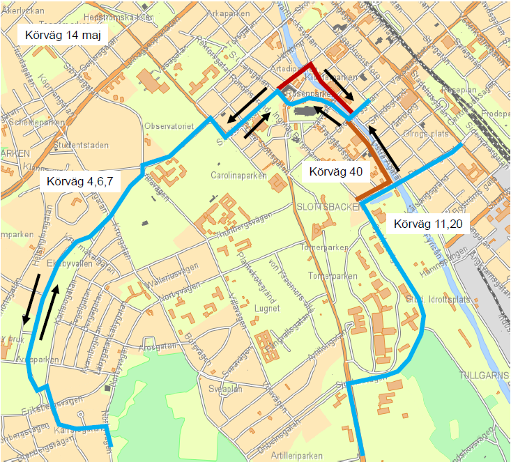 Route change, 14 May
