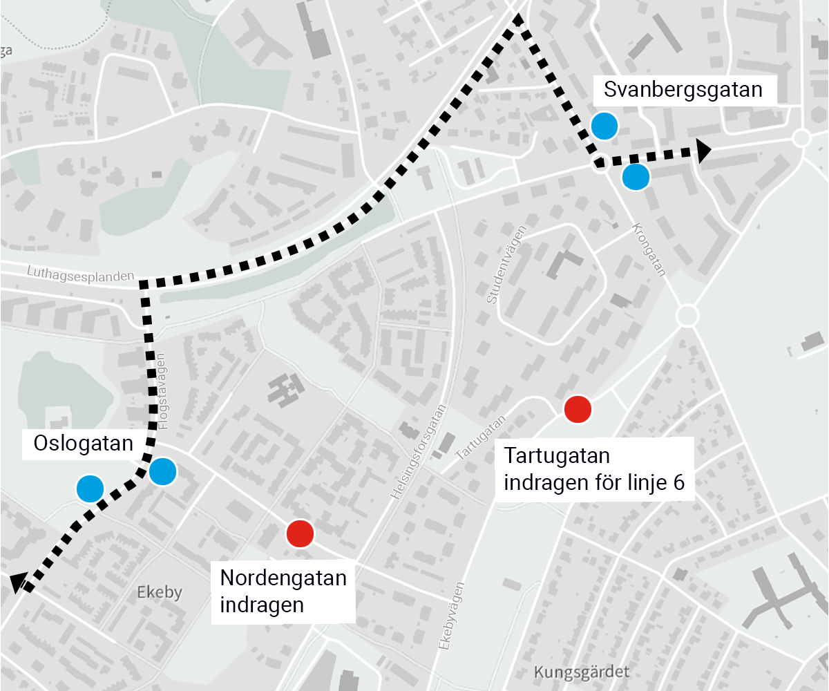 Karta trafikförändring Nordengatan